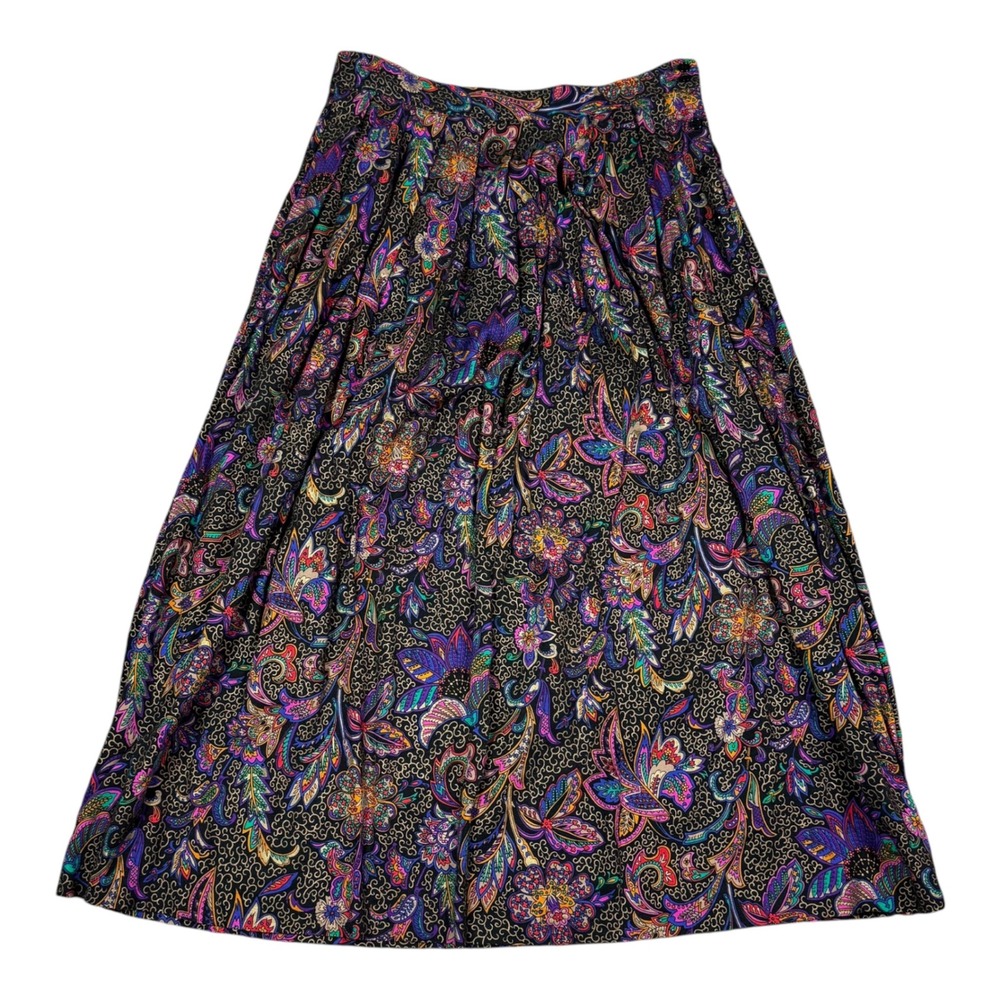 Vintage Davidson Road Rayon Multicolor Pleated Skirt Women's 12 (28" Waist)